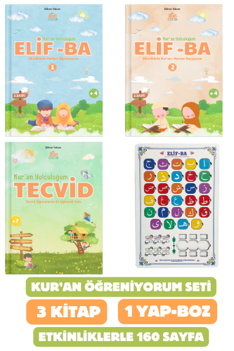 Kur'an Öğreniyorum Seti 3 Kitap ve Ahşap Yap-Boz